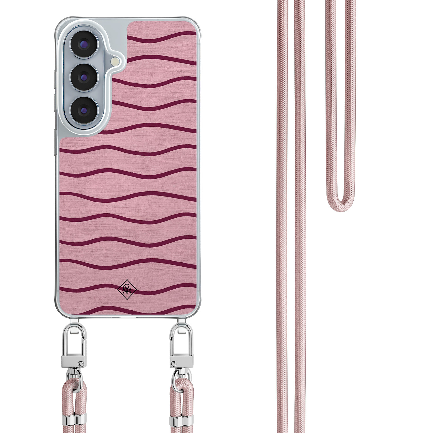 Samsung Galaxy S26 hoesje met rosegoud koord Soft stripes