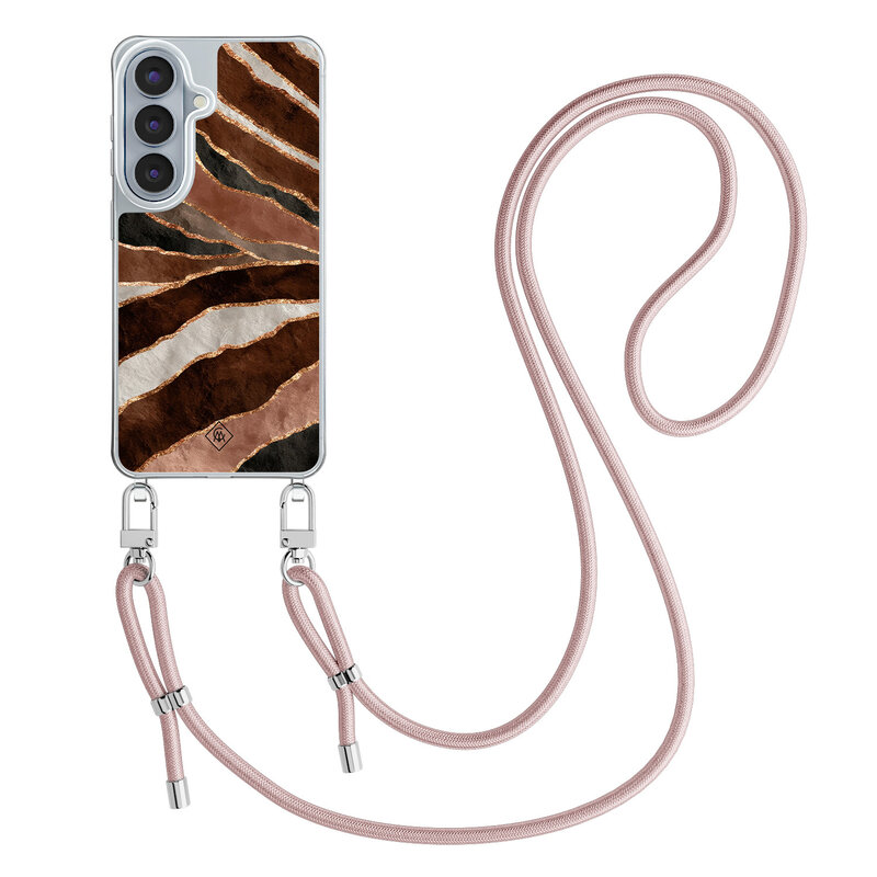 Casimoda Samsung Galaxy S26 hoesje met rosegoud koord - Earth Agate