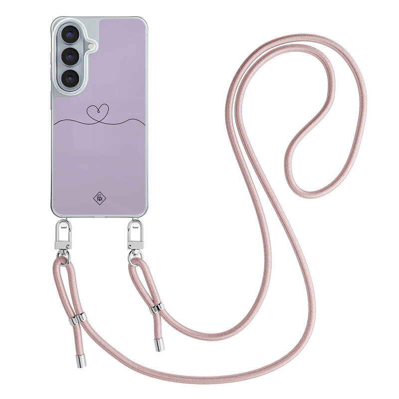 Casimoda Samsung Galaxy S26 hoesje met rosegoud koord - Hart lila
