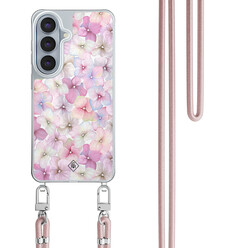 Casimoda Samsung Galaxy S26 hoesje met rosegoud koord - Hortensia