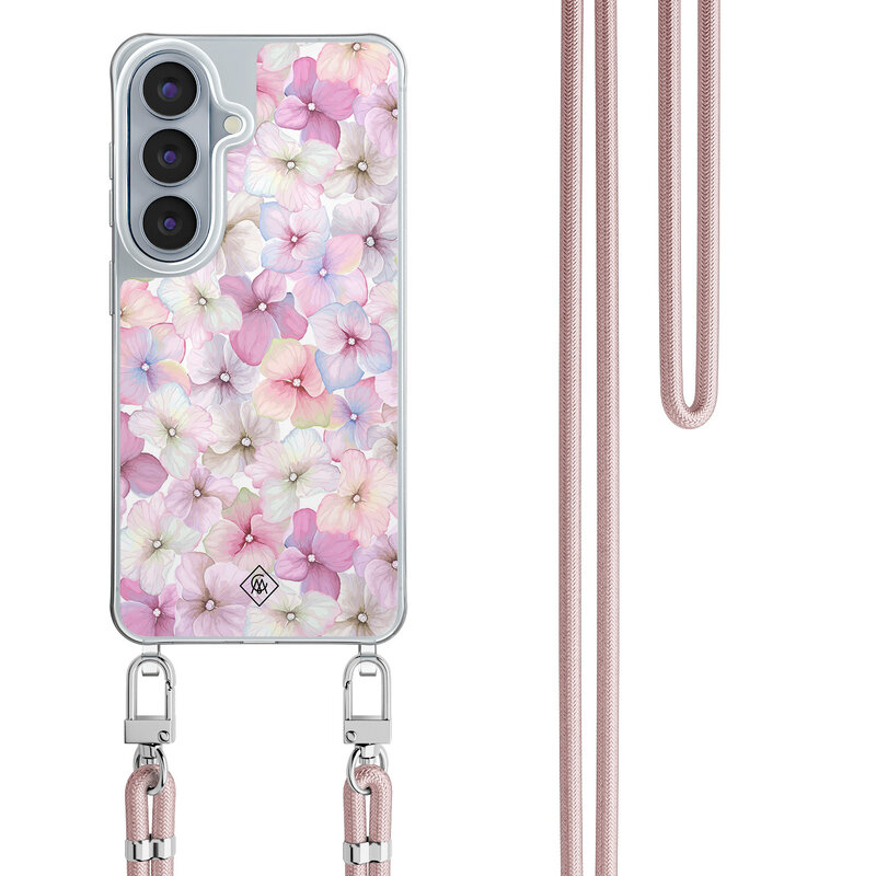 Casimoda Samsung Galaxy S26 hoesje met rosegoud koord - Hortensia