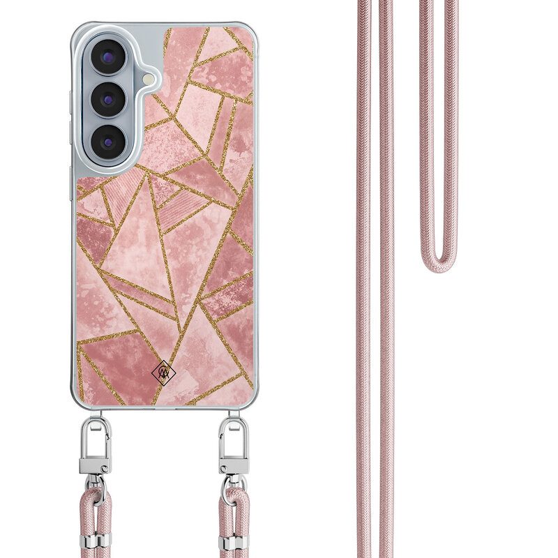 Casimoda Samsung Galaxy S26 hoesje met rosegoud koord - Blush Geometry