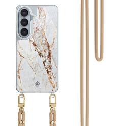 Casimoda Samsung Galaxy S26 hoesje met beige koord - Marmer goud