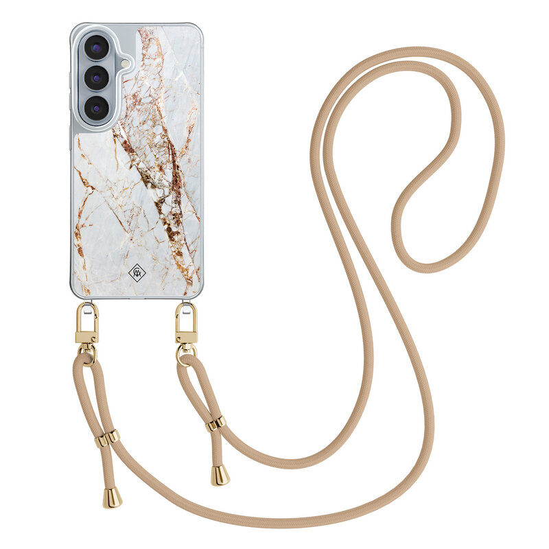 Casimoda Samsung Galaxy S26 hoesje met beige koord - Marmer goud