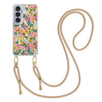 Casimoda Samsung Galaxy S26 hoesje met beige koord - Pink garden