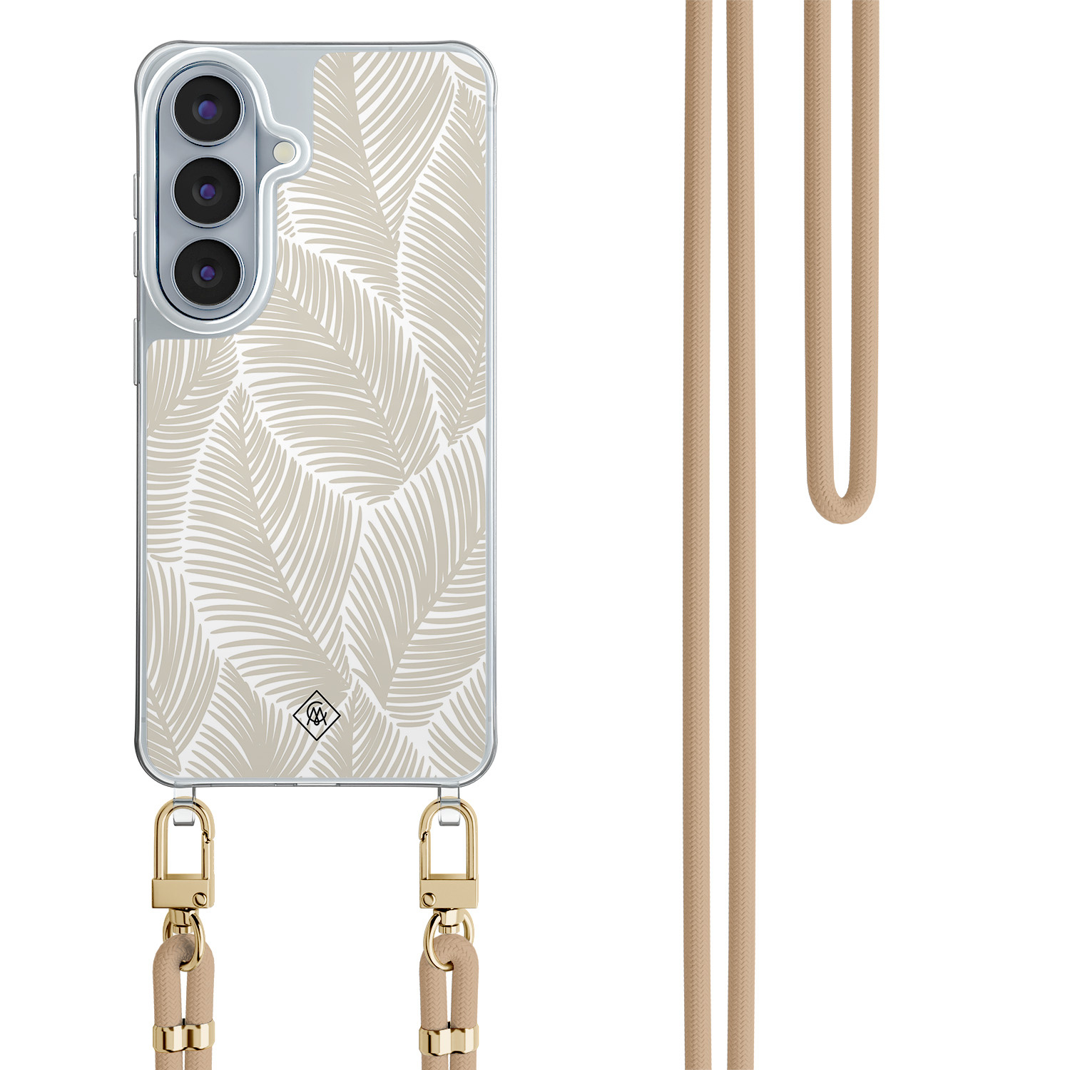 Samsung Galaxy S26 hoesje met beige koord Palm leaves beige