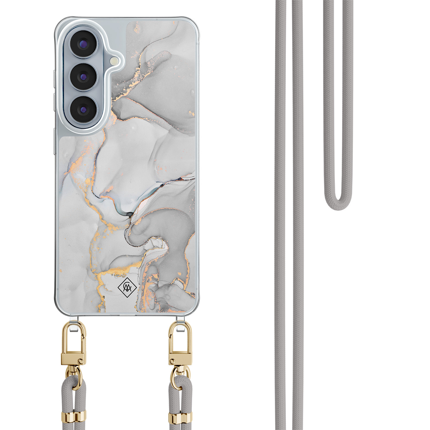 Samsung Galaxy S26 hoesje met grijs koord Marmer grijs