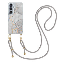 Casimoda Samsung Galaxy S26 hoesje met grijs koord - Marmer grijs