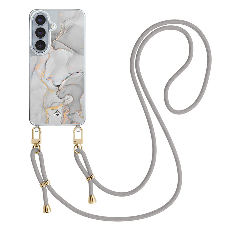 Casimoda Samsung Galaxy S26 hoesje met grijs koord - Marmer grijs