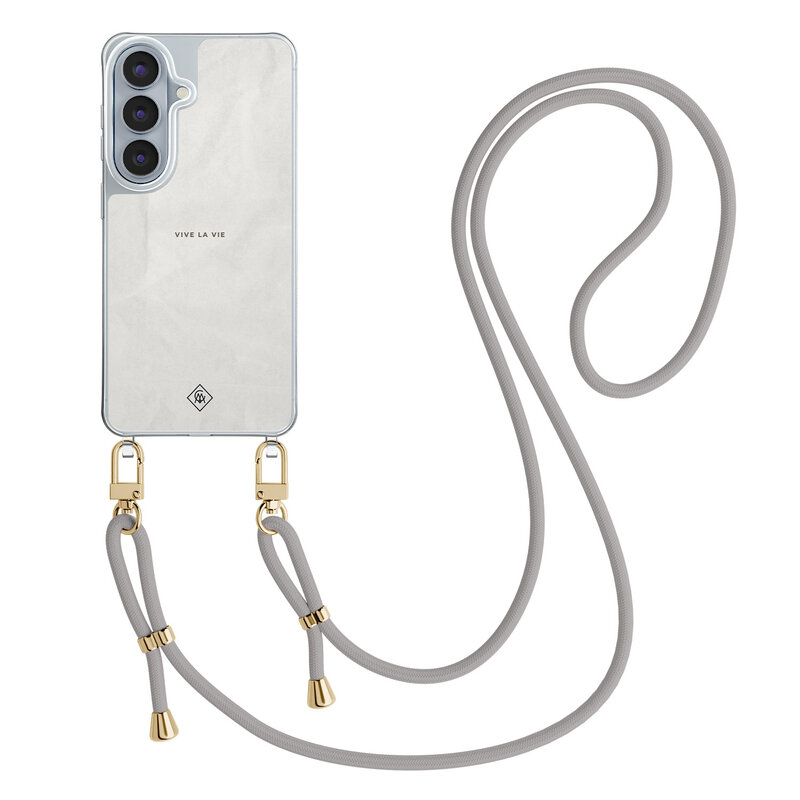 Casimoda Samsung Galaxy S26 hoesje met grijs koord - Vive la vie