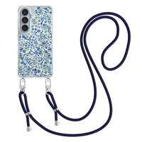 Casimoda Samsung Galaxy S26 hoesje met donkerblauw koord - Vintage blue floral