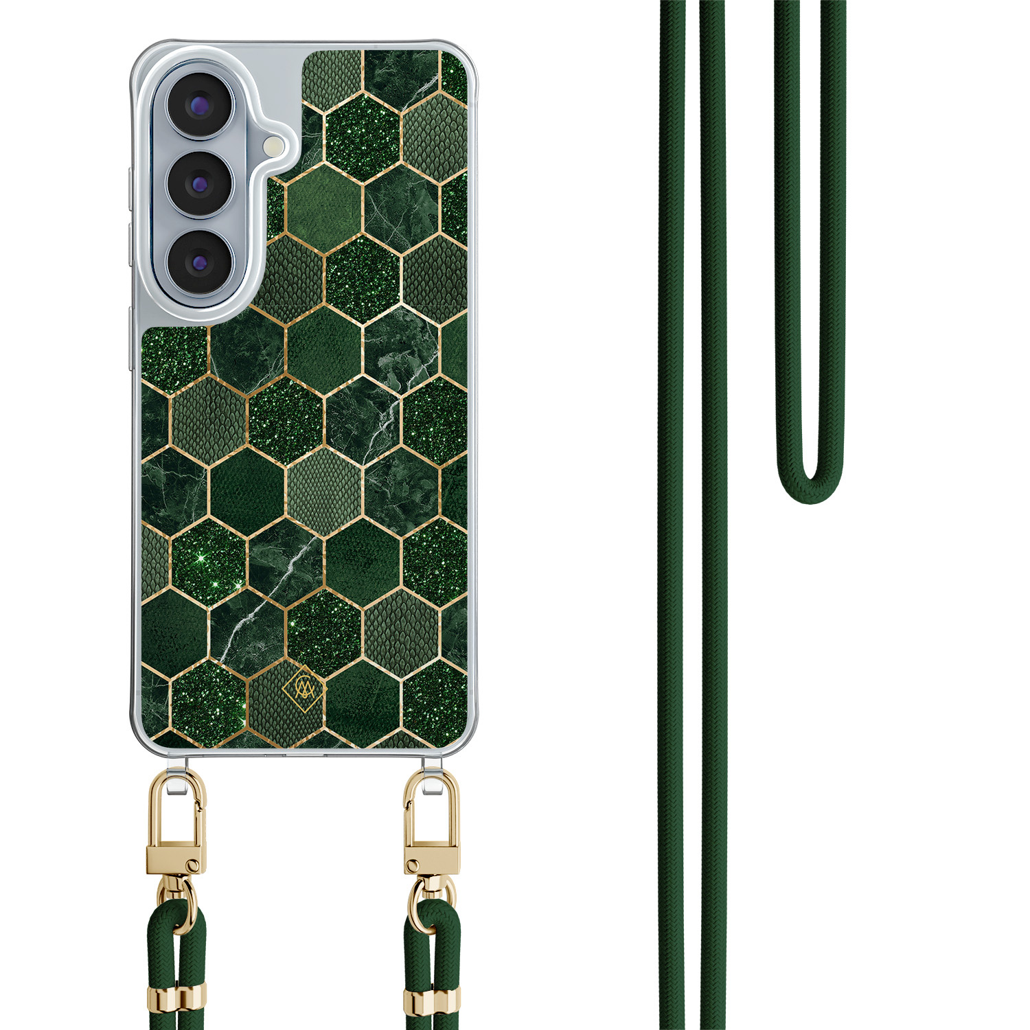 Samsung Galaxy S26 hoesje met groen koord Kubus groen