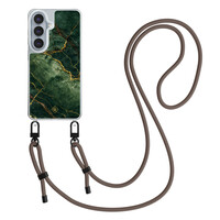 Casimoda Samsung Galaxy S26 hoesje met donkerbruin koord - Emerald Marble