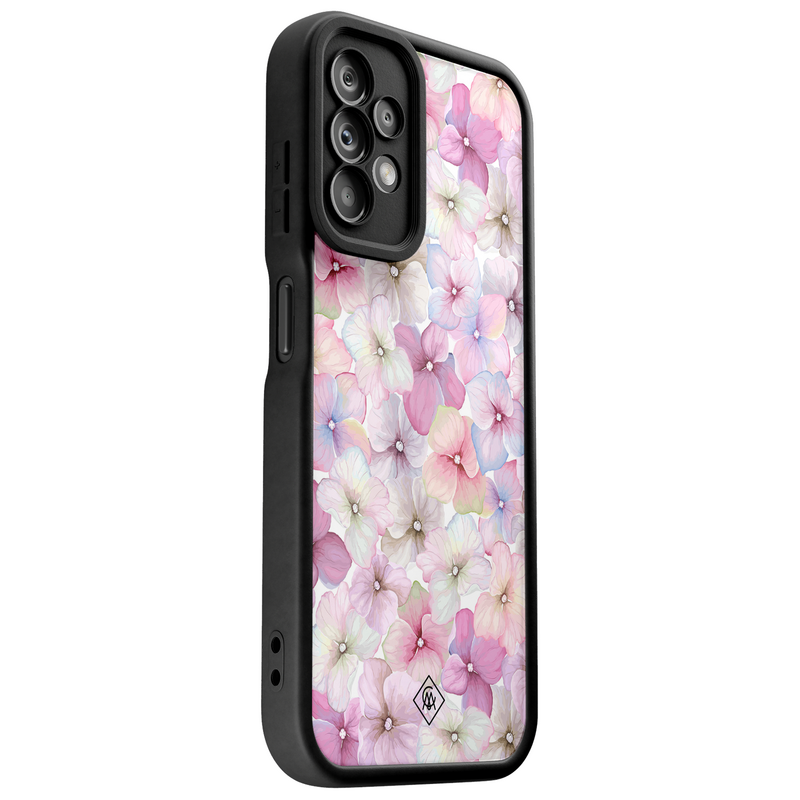 Casimoda Samsung Galaxy A23 zwarte case - Hortensia