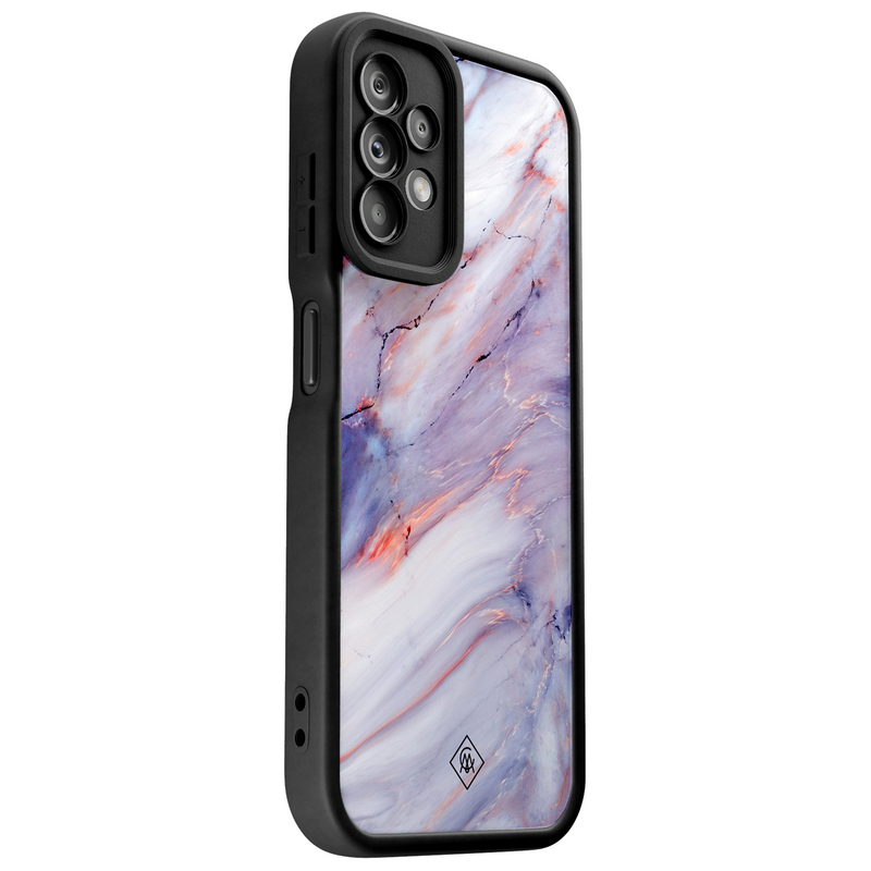 Casimoda Samsung Galaxy A23 zwarte case - Marmer paars