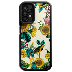 Casimoda Samsung Galaxy A23 zwarte case - Sunflowers