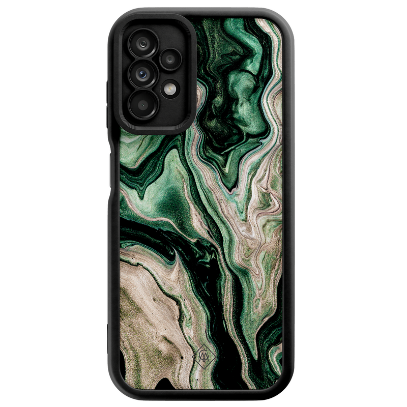 Casimoda Samsung Galaxy A23 zwarte case - Green waves