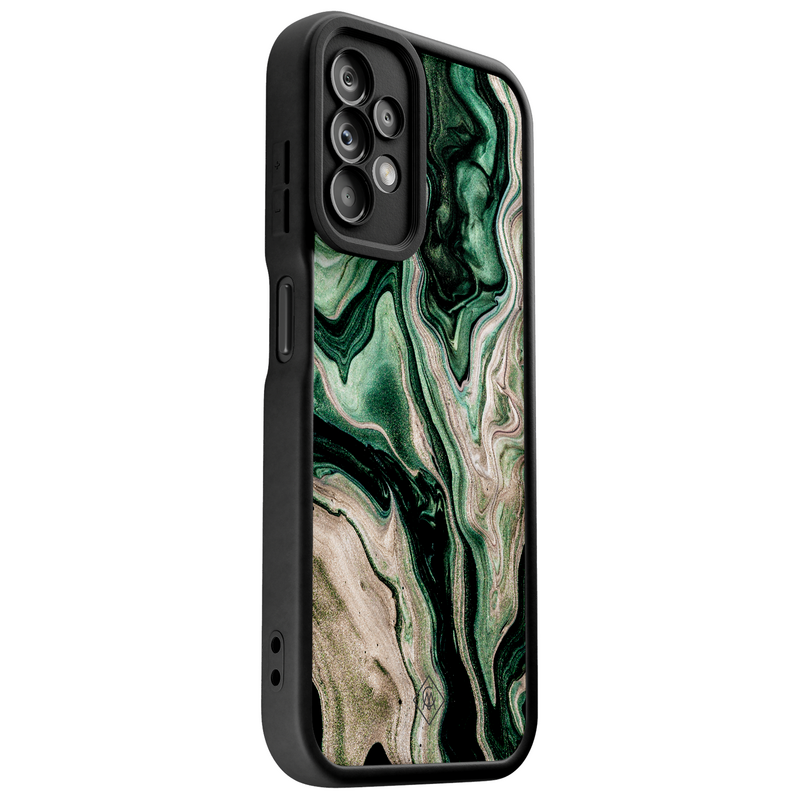 Casimoda Samsung Galaxy A23 zwarte case - Green waves