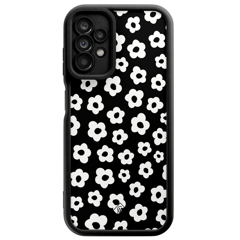 Casimoda Samsung Galaxy A23 zwarte case - Retro bloempjes