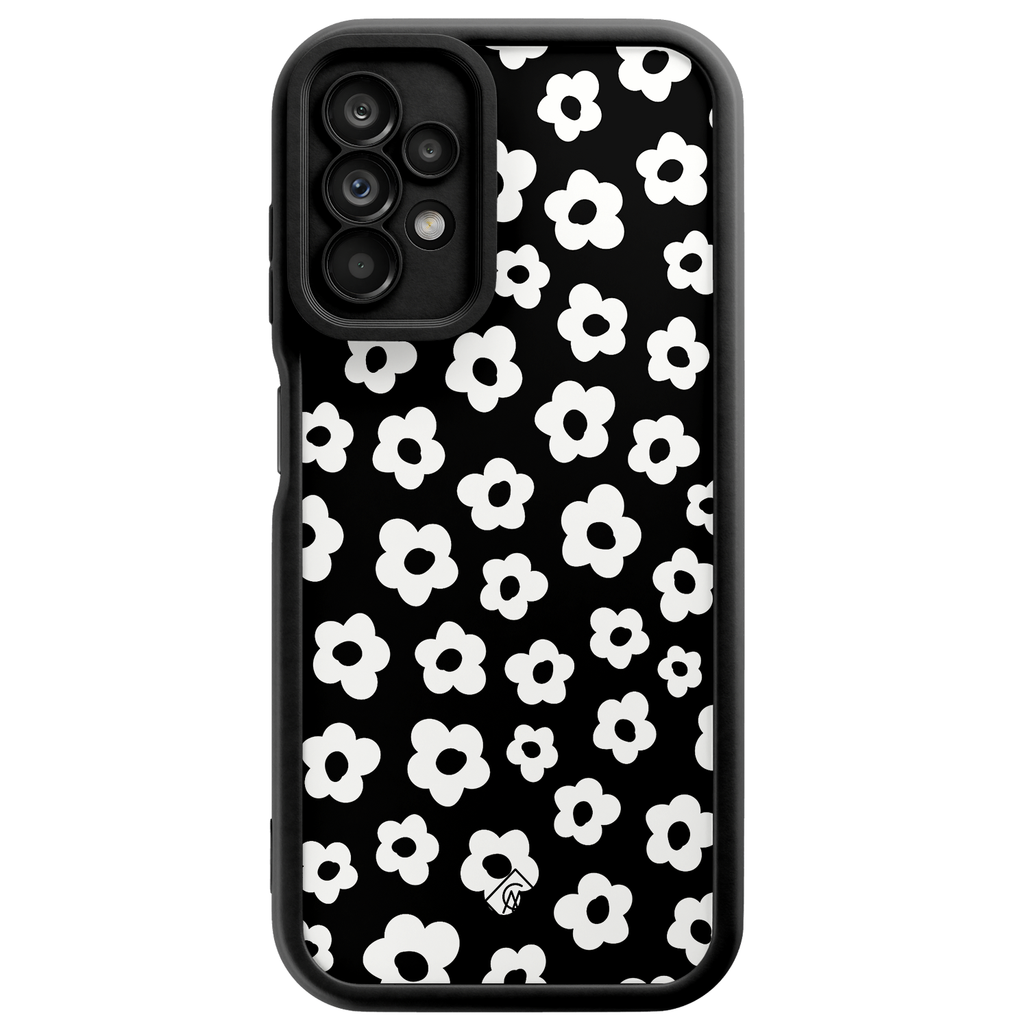 Samsung Galaxy A23 zwarte case Retro bloempjes