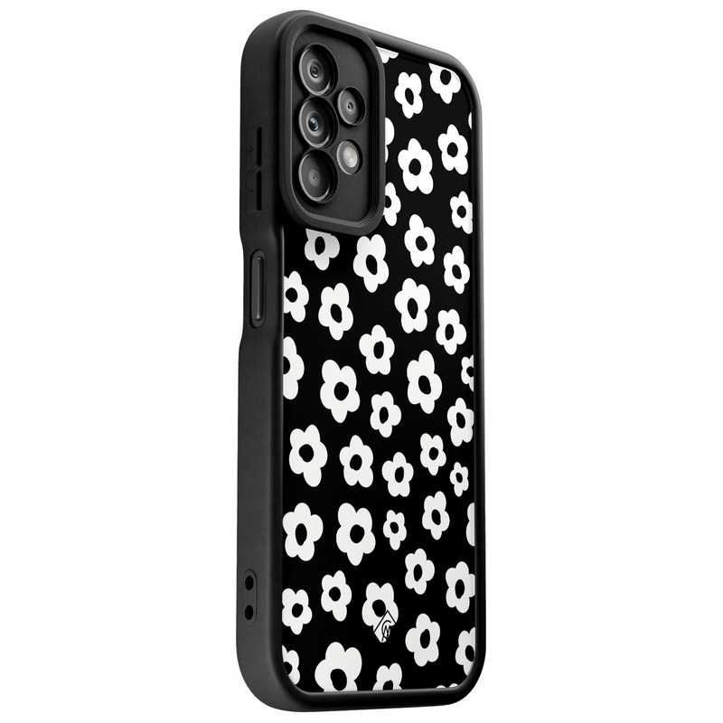Casimoda Samsung Galaxy A23 zwarte case - Retro bloempjes