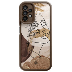 Casimoda Samsung Galaxy A23 bruine case - Abstract gezicht bruin