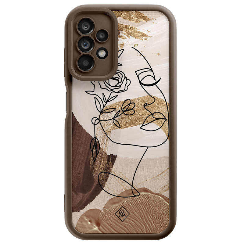 Casimoda Samsung Galaxy A23 bruine case - Abstract gezicht bruin