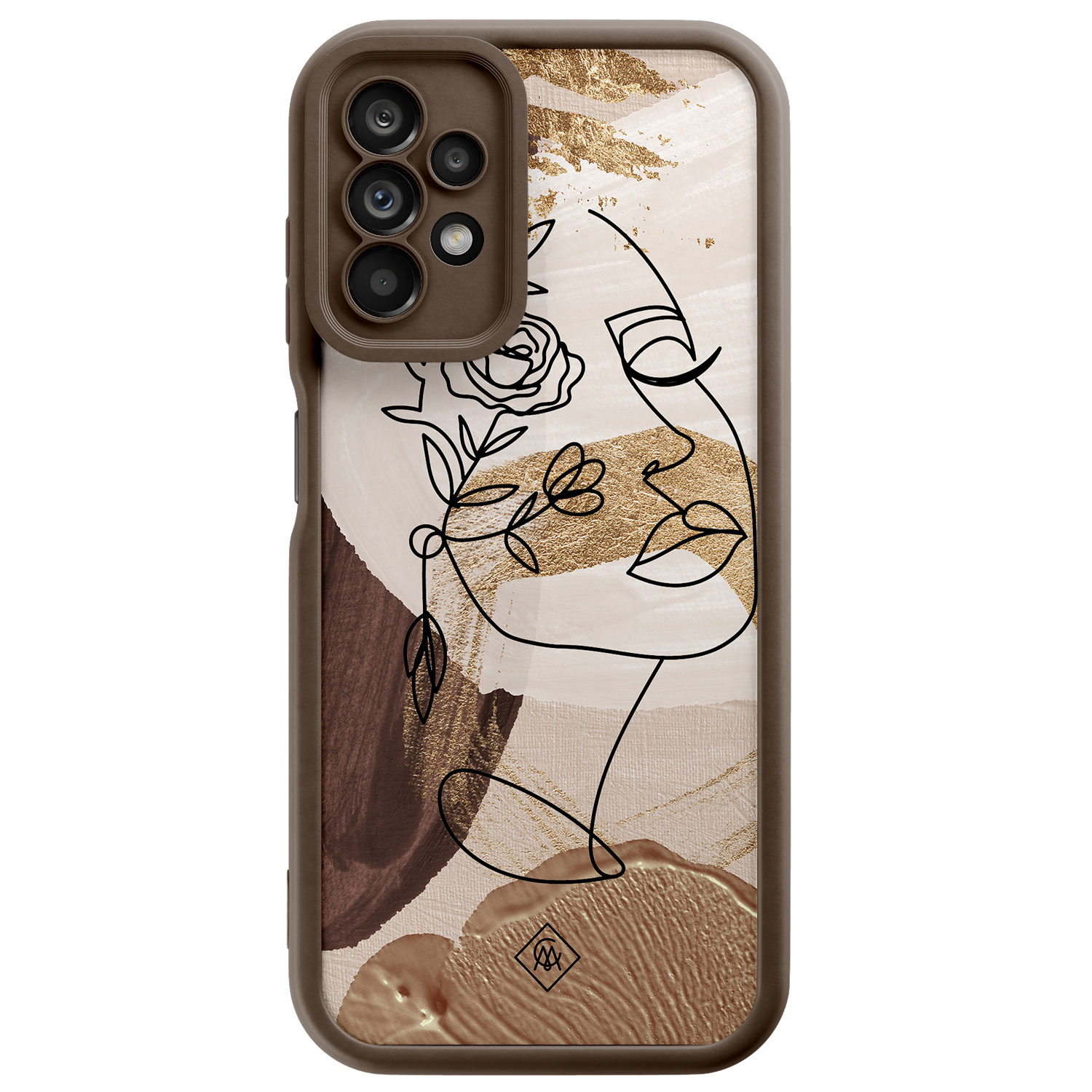 Samsung Galaxy A23 bruine case Abstract gezicht bruin