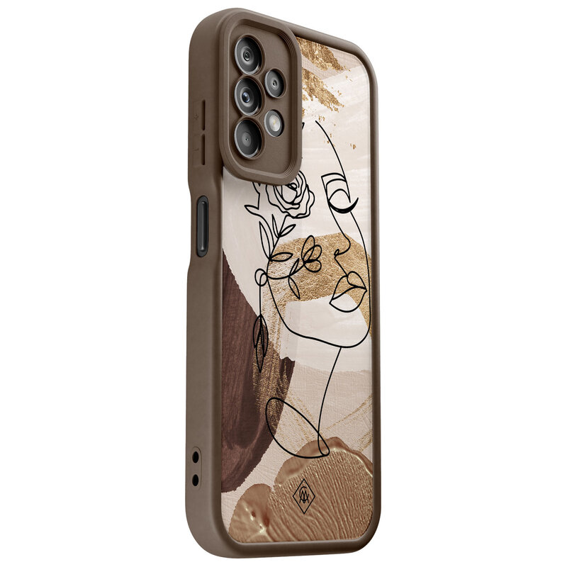 Casimoda Samsung Galaxy A23 bruine case - Abstract gezicht bruin
