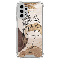 Casimoda Samsung Galaxy A13 4G shockproof hoesje - Abstract gezicht bruin