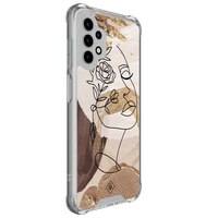 Casimoda Samsung Galaxy A13 4G shockproof hoesje - Abstract gezicht bruin