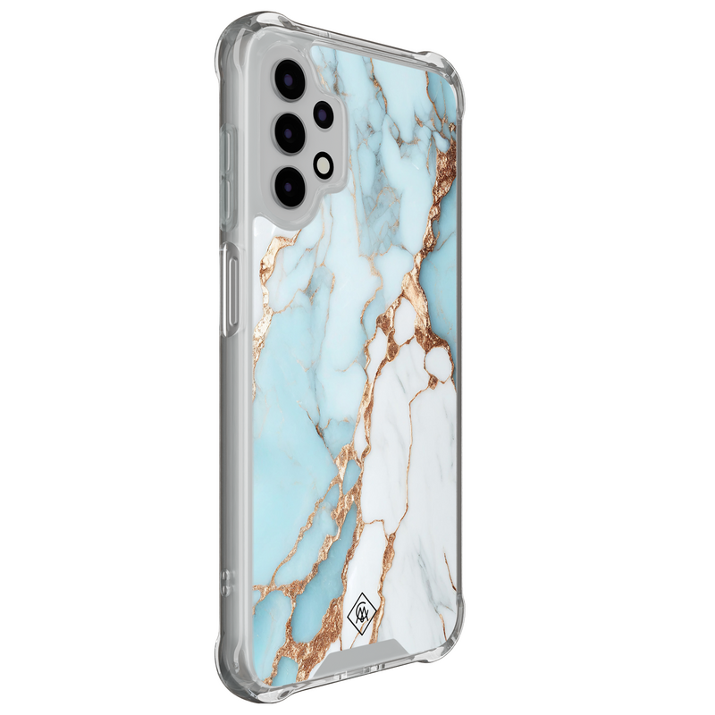 Casimoda Samsung Galaxy A13 4G shockproof hoesje - Marmer lichtblauw