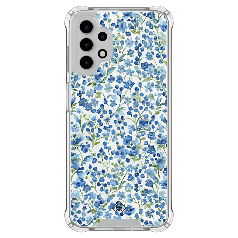Casimoda Samsung Galaxy A13 4G shockproof hoesje - Vintage blue floral
