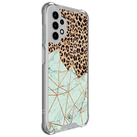 Casimoda Samsung Galaxy A13 4G shockproof hoesje - Luipaard marmer mint