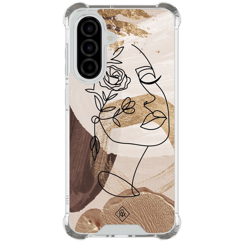 Casimoda Samsung Galaxy A37 shockproof hoesje - Abstract gezicht bruin