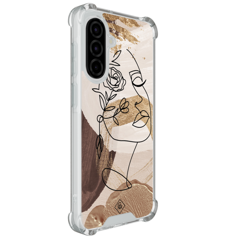 Casimoda Samsung Galaxy A37 shockproof hoesje - Abstract gezicht bruin