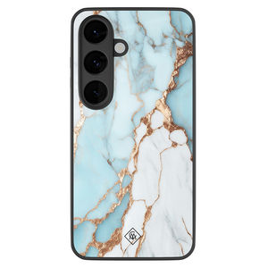 Casimoda Samsung Galaxy S26 glazen hardcase - Marmer lichtblauw