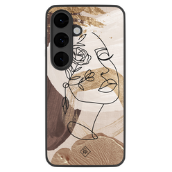 Casimoda Samsung Galaxy S26 glazen hardcase - Abstract gezicht bruin