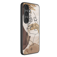 Casimoda Samsung Galaxy S26 glazen hardcase - Abstract gezicht bruin