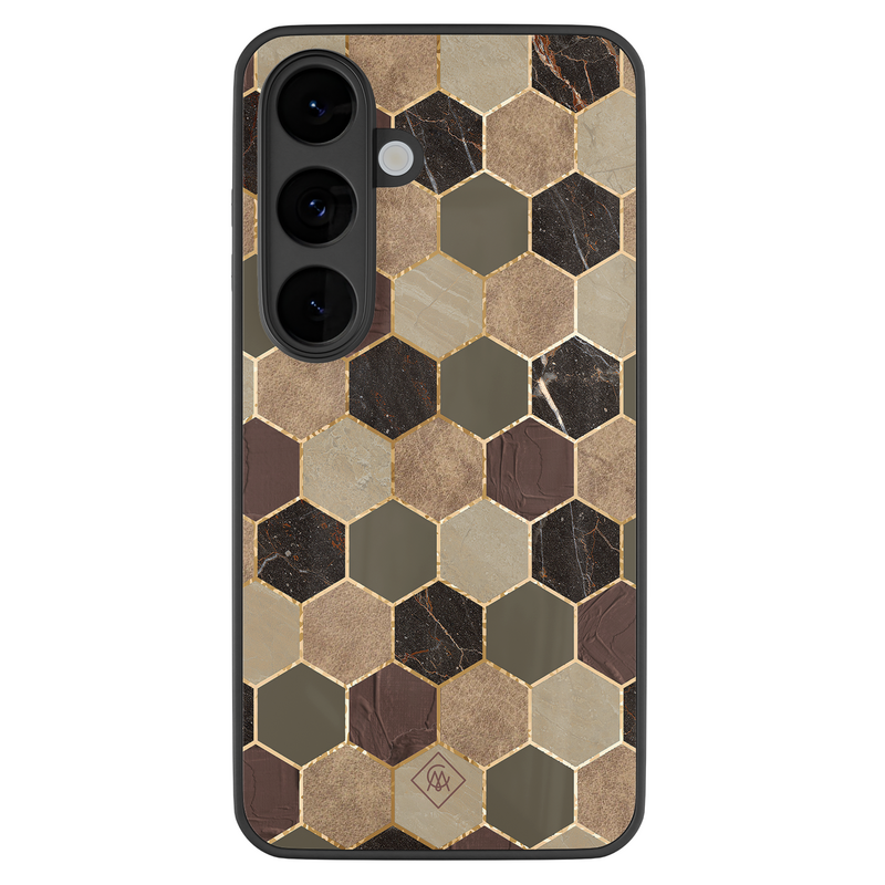 Casimoda Samsung Galaxy S26 glazen hardcase - Kubus bruin groen