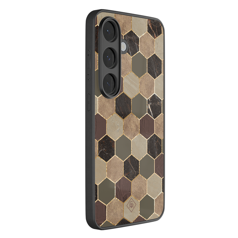 Casimoda Samsung Galaxy S26 glazen hardcase - Kubus bruin groen