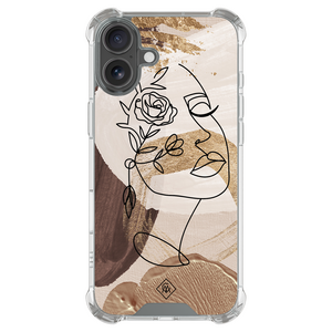 Casimoda iPhone 18 shockproof hoesje - Abstract gezicht bruin