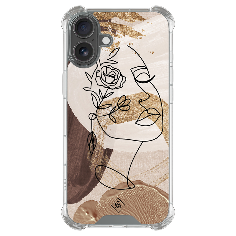 Casimoda iPhone 18 shockproof hoesje - Abstract gezicht bruin