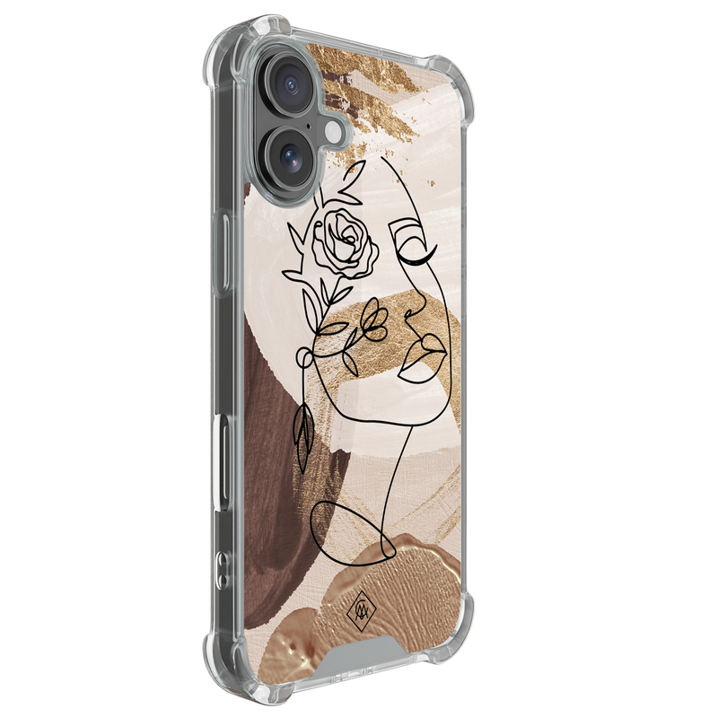 Casimoda iPhone 18 shockproof hoesje - Abstract gezicht bruin