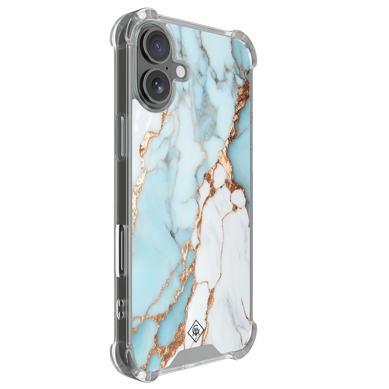 Casimoda iPhone 18 shockproof hoesje - Marmer lichtblauw