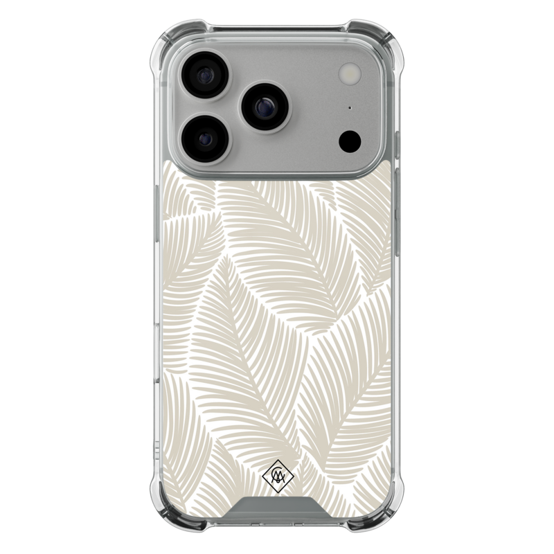 Casimoda iPhone 18 Pro shockproof hoesje - Palmy leaves beige