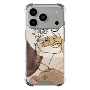 Casimoda iPhone 18 Pro shockproof hoesje - Abstract gezicht bruin