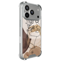 Casimoda iPhone 18 Pro shockproof hoesje - Abstract gezicht bruin