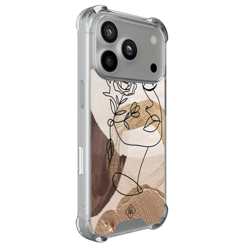 Casimoda iPhone 18 Pro shockproof hoesje - Abstract gezicht bruin