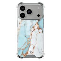 Casimoda iPhone 18 Pro shockproof hoesje - Marmer lichtblauw